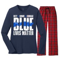 Blue Lives Matter Women's Long Sleeve Flannel Pajama Set 