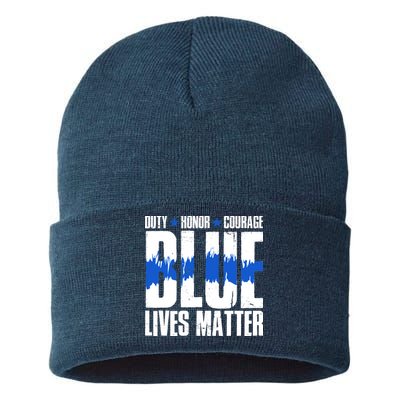 Blue Lives Matter Sustainable Knit Beanie