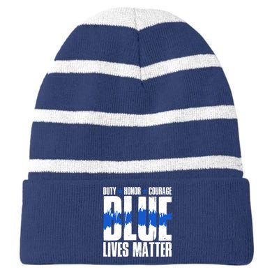 Blue Lives Matter Striped Beanie with Solid Band