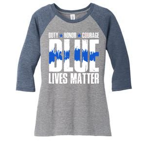 Blue Lives Matter Women's Tri-Blend 3/4-Sleeve Raglan Shirt