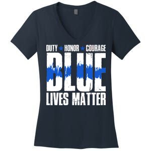 Blue Lives Matter Women's V-Neck T-Shirt