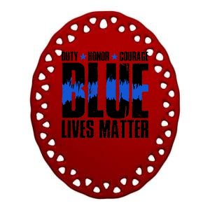 Blue Lives Matter Ceramic Oval Ornament