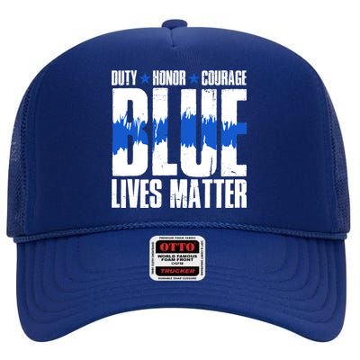 Blue Lives Matter High Crown Mesh Back Trucker Hat