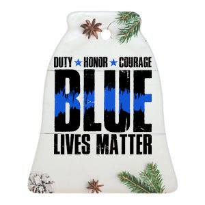 Blue Lives Matter Ceramic Bell Ornament