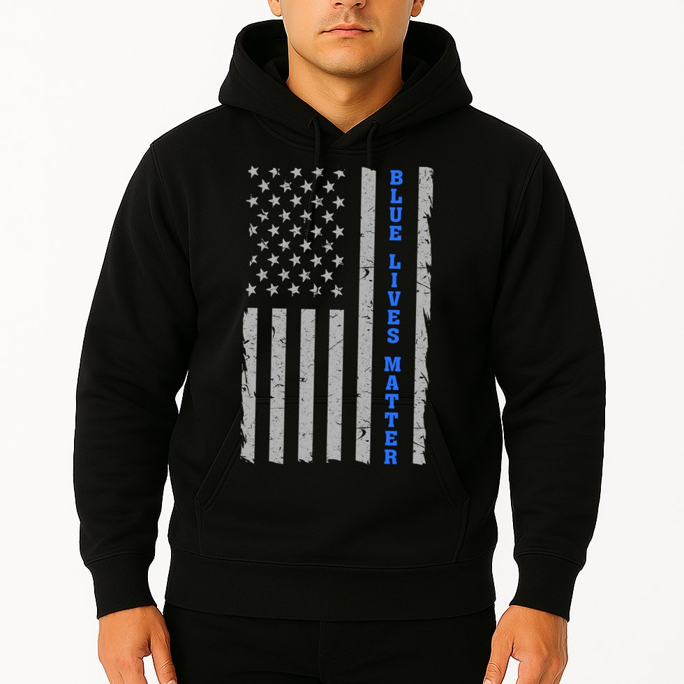 Blue Lives Matter Vintage Flag Hoodie