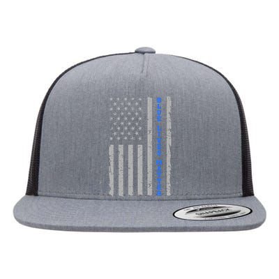 Blue Lives Matter Vintage Flag Flat Bill Trucker Hat