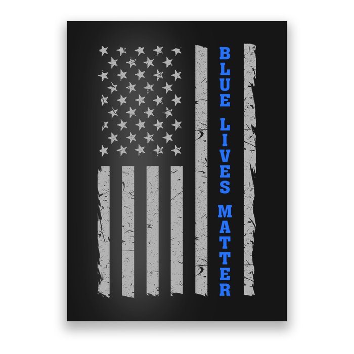 Blue Lives Matter Vintage Flag Poster