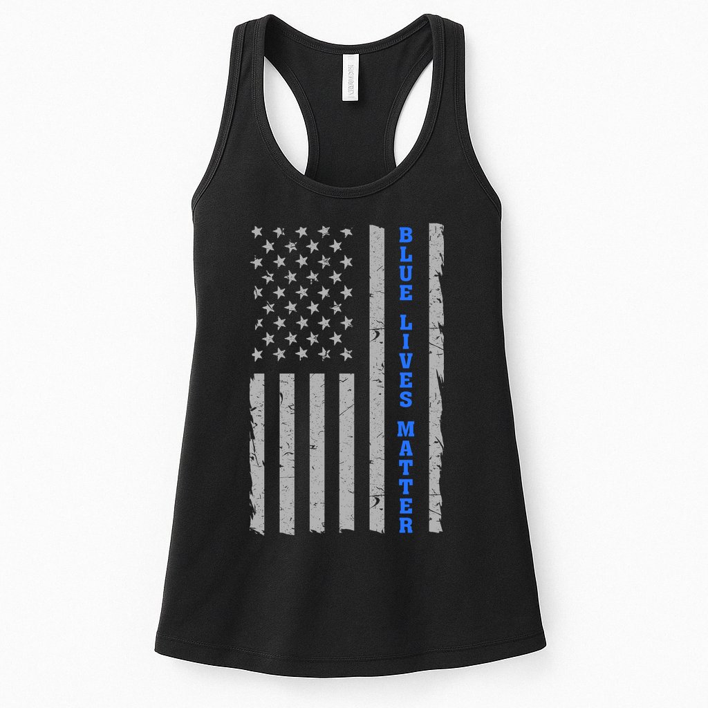 Blue Lives Matter Vintage Flag Womens Tank Top