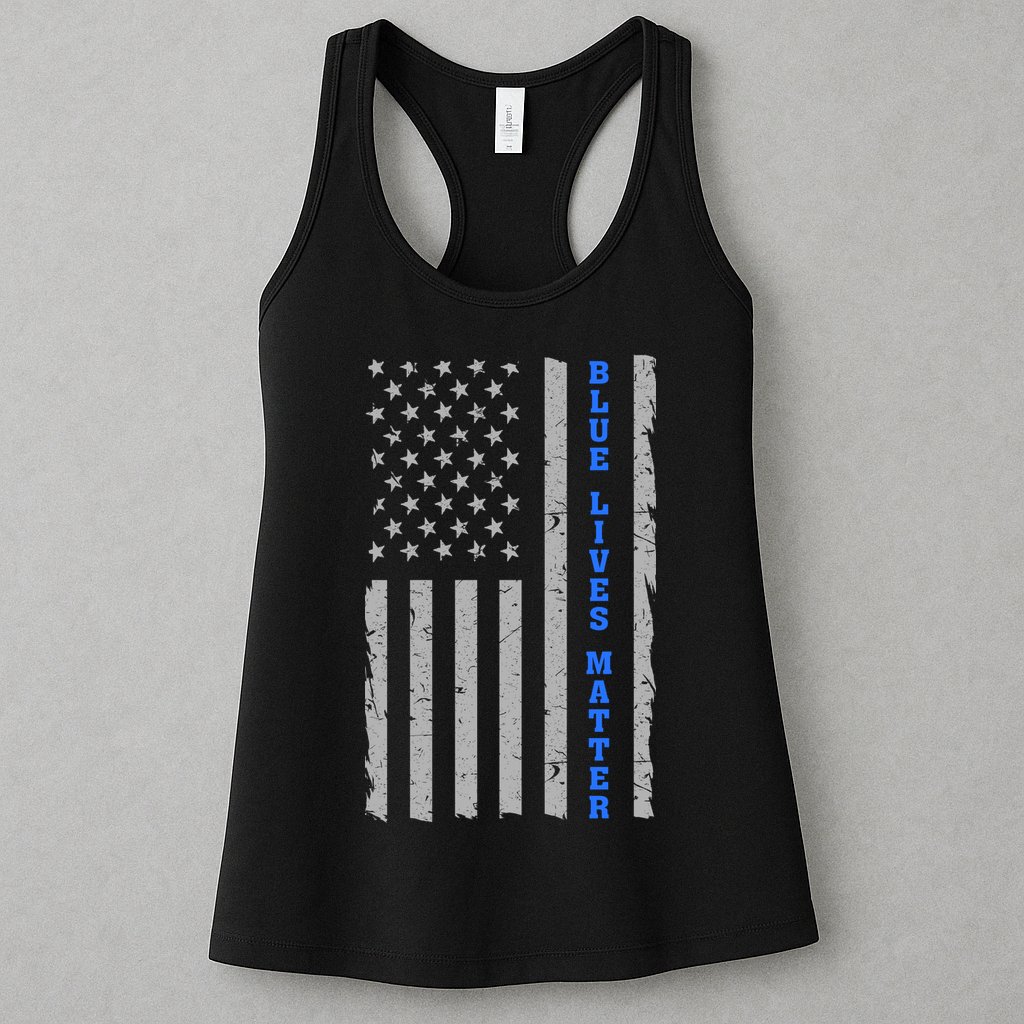 Blue Lives Matter Vintage Flag Womens Tank Top