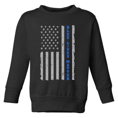 Blue Lives Matter Vintage Flag Toddler Sweatshirt