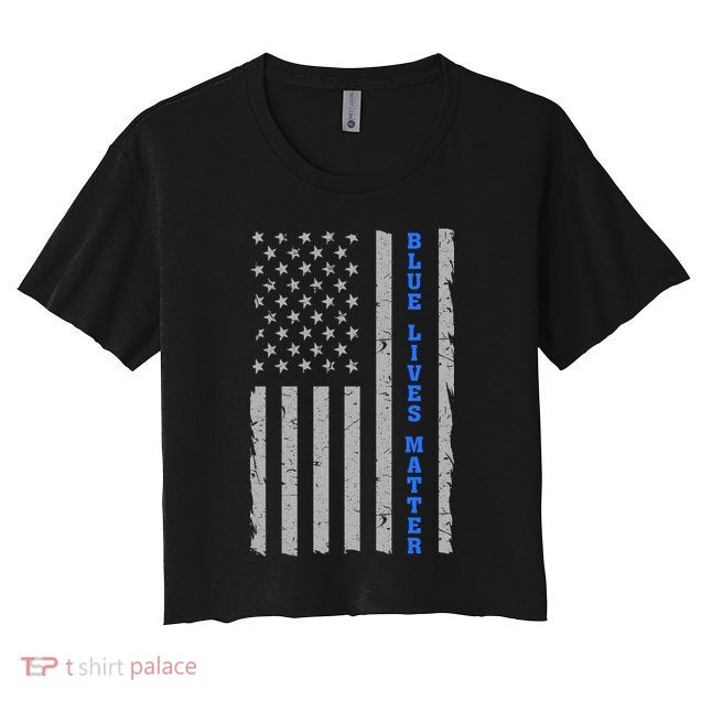 Blue Lives Matter Vintage Flag Crop Top