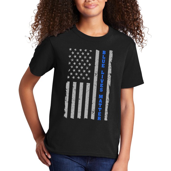 Blue Lives Matter Vintage Flag Kids T-Shirt