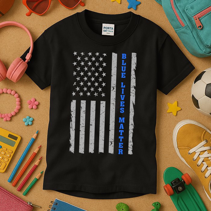 Blue Lives Matter Vintage Flag Kids T-Shirt