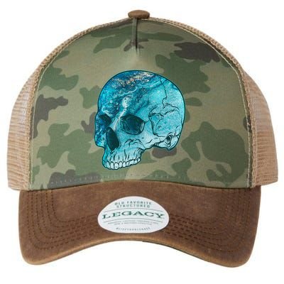 Blue Marble Patterned Skull Legacy Tie Dye Trucker Hat