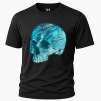 Blue Marble Patterned Skull Cooling Performance Crew T-Shirt