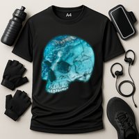 Blue Marble Patterned Skull Cooling Performance Crew T-Shirt