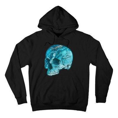 Blue Marble Patterned Skull Hoodie