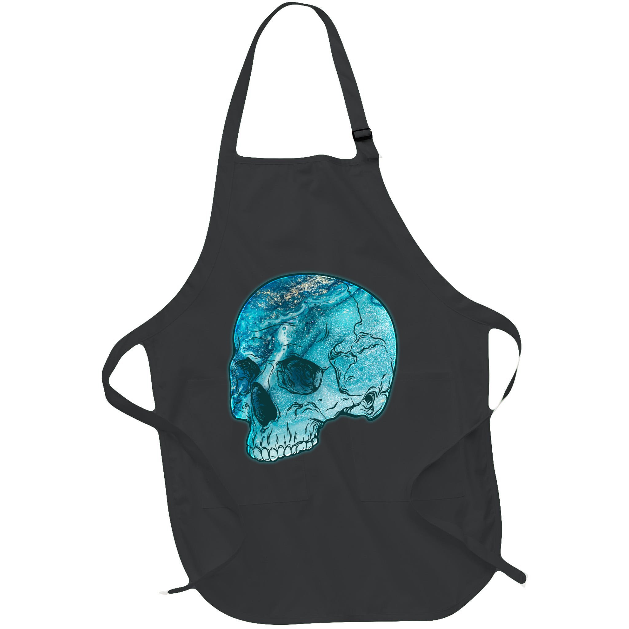 Blue Marble Patterned Skull Apron