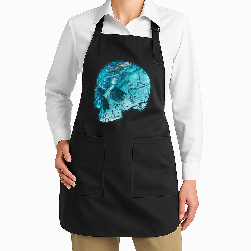 Blue Marble Patterned Skull Apron