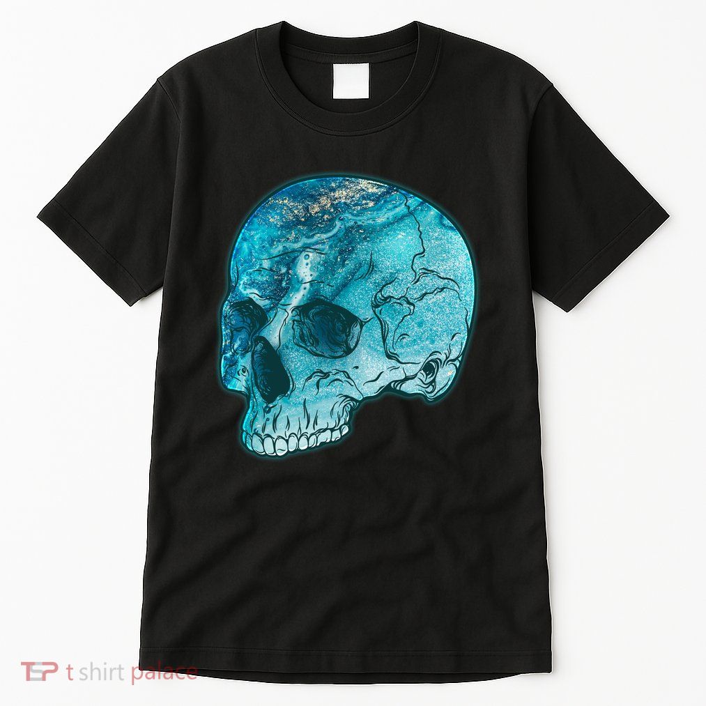 Blue Marble Patterned Skull Tall T-Shirt