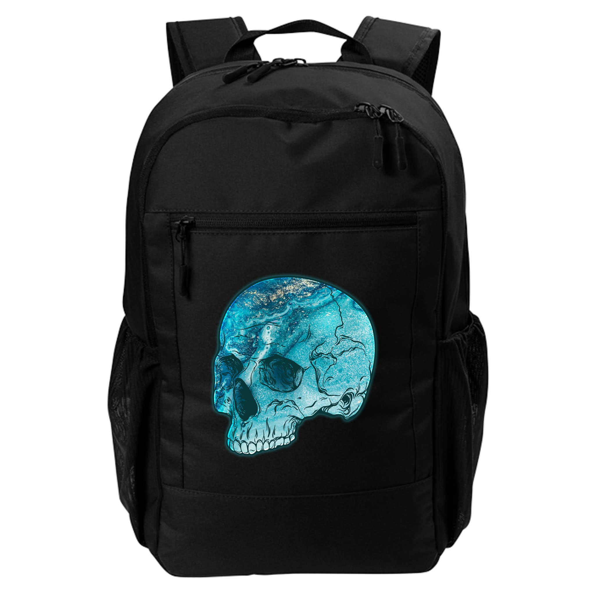 Blue Marble Patterned Skull Backpack