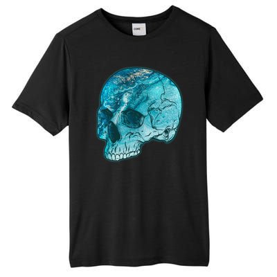 Blue Marble Patterned Skull Tall Fusion ChromaSoft Performance T-Shirt