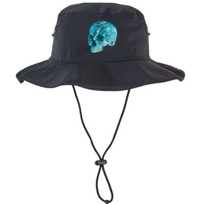 Blue Marble Patterned Skull Bucket Hat