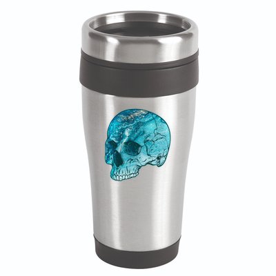 Blue Marble Patterned Skull 16oz Travel Tumbler