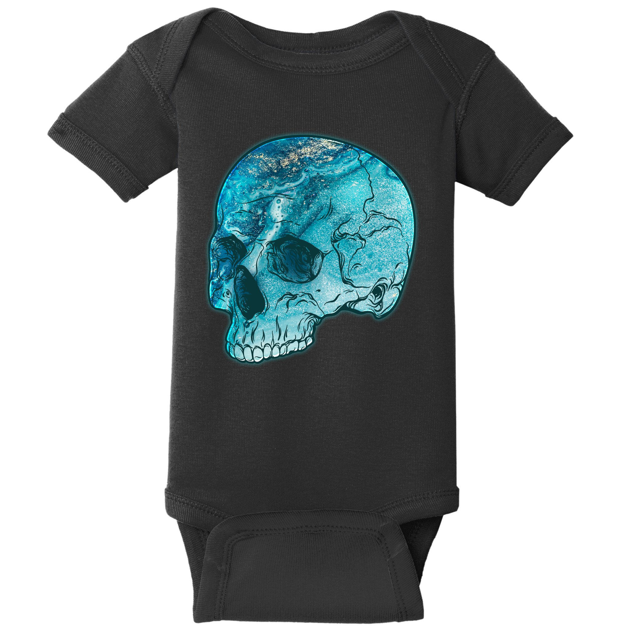 Blue Marble Patterned Skull Baby Bodysuit