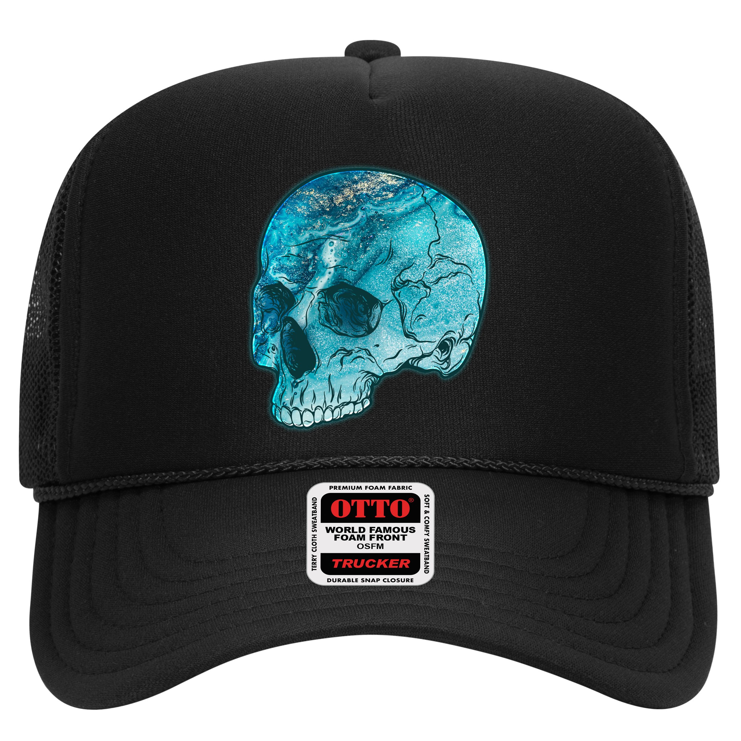Blue Marble Patterned Skull Hat