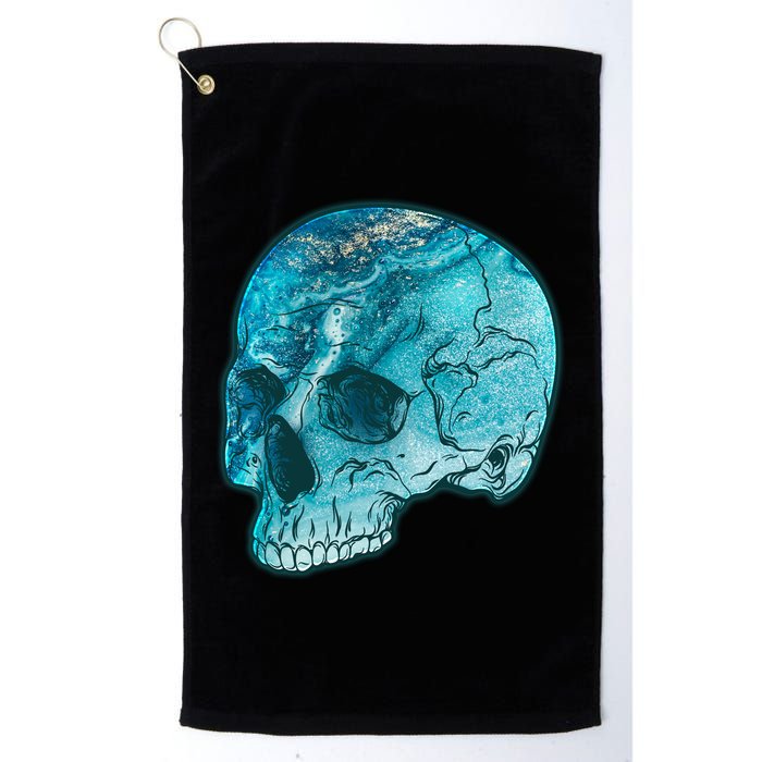 Blue Marble Patterned Skull Golf Towel