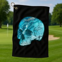Blue Marble Patterned Skull Golf Towel
