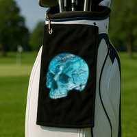 Blue Marble Patterned Skull Golf Towel