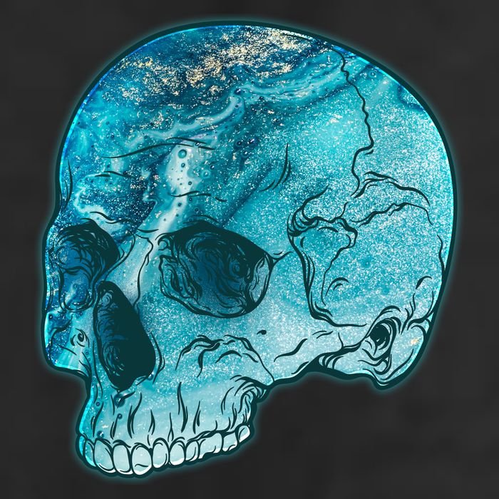 Blue Marble Patterned Skull Golf Towel