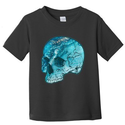 Blue Marble Patterned Skull Toddler T-Shirt