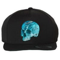 Blue Marble Patterned Skull Wool Snapback Cap