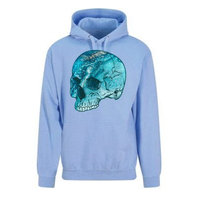 Blue Marble Patterned Skull Unisex Surf Hoodie