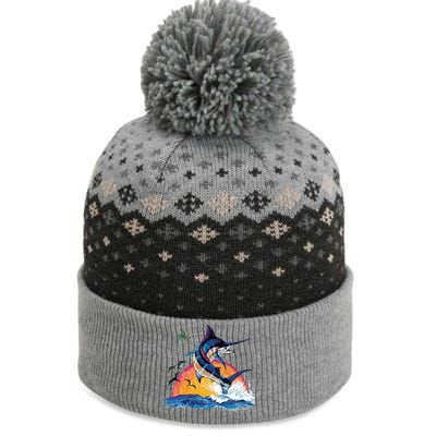 Blue Marlin Fish Sunset The Baniff Cuffed Pom Beanie