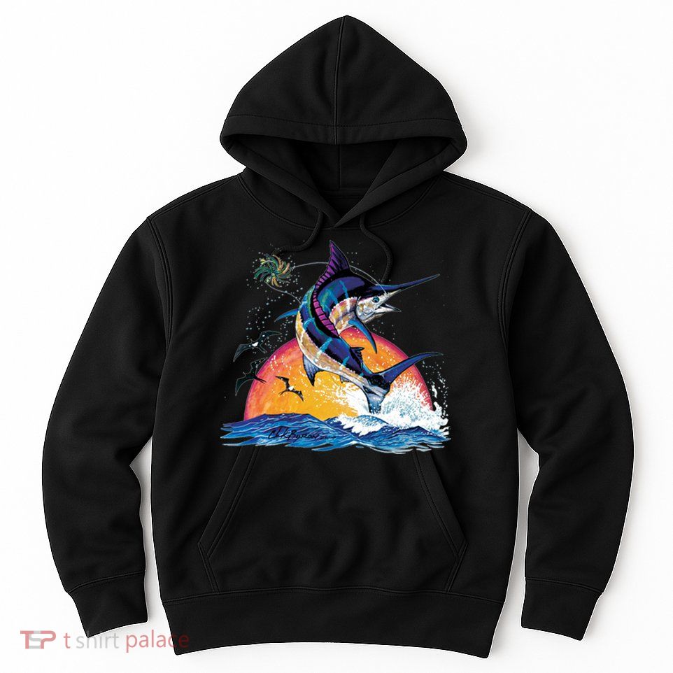 Blue Marlin Fish Sunset Hoodie