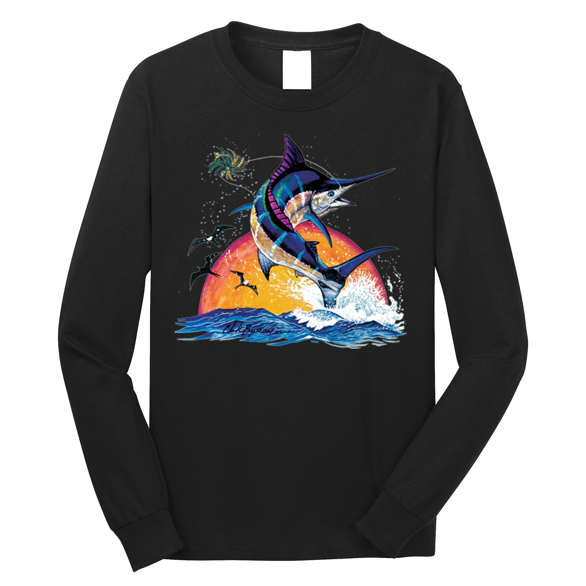 Blue Marlin Fish Sunset Long Sleeve Shirt
