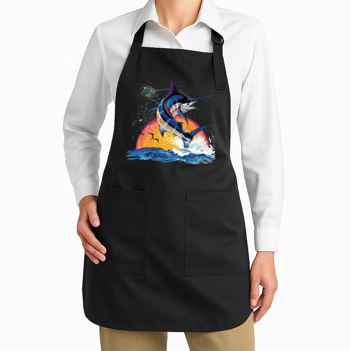 Blue Marlin Fish Sunset Apron