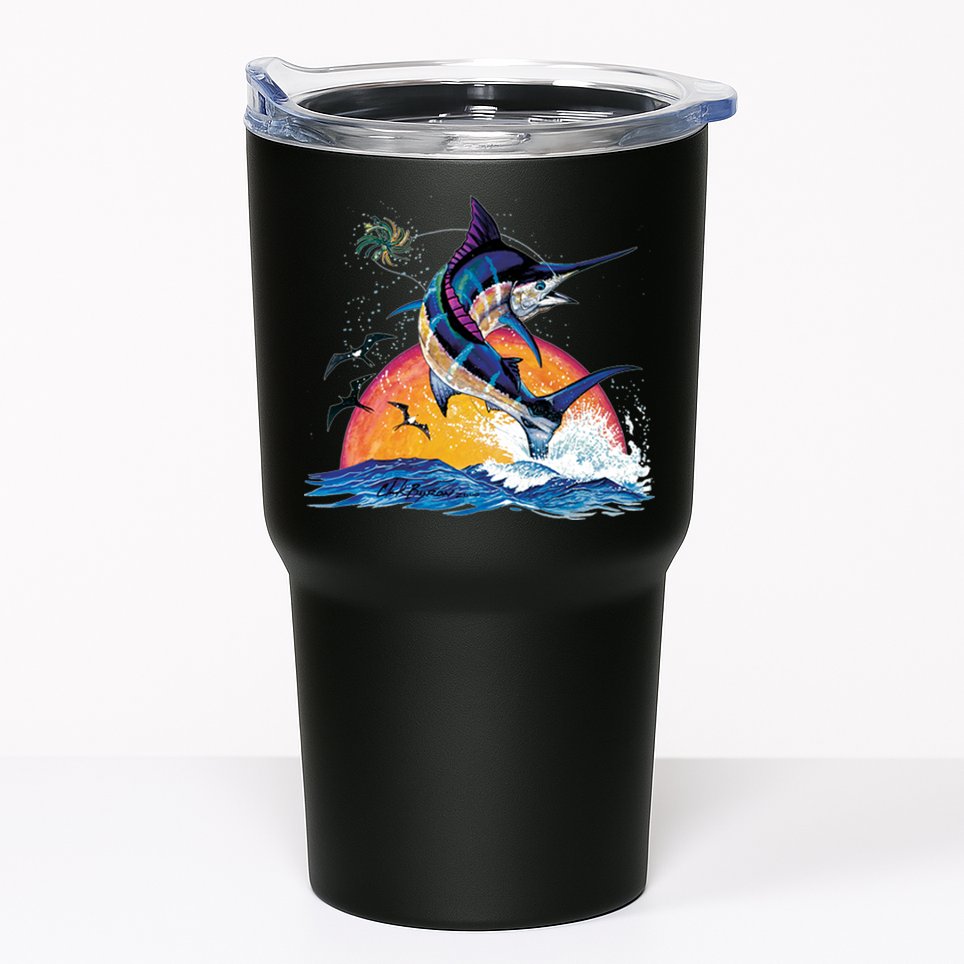 Blue Marlin Fish Sunset Tumbler
