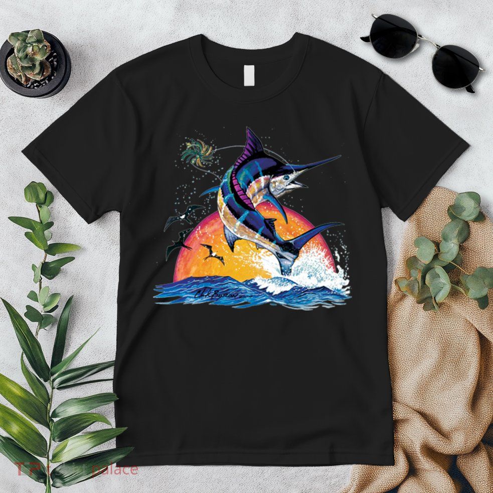 Blue Marlin Fish Sunset Premium T-Shirt