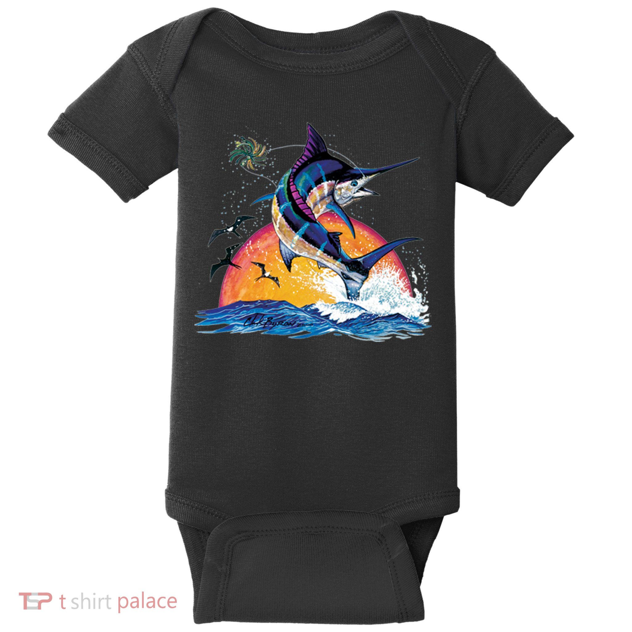Blue Marlin Fish Sunset Baby Bodysuit