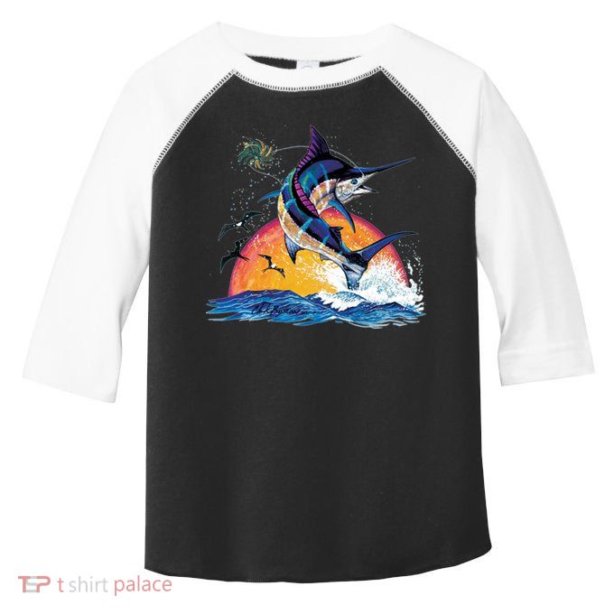 Blue Marlin Fish Sunset Toddler Fine Jersey T-Shirt