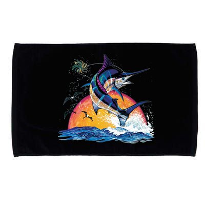 Blue Marlin Fish Sunset Microfiber Hand Towel