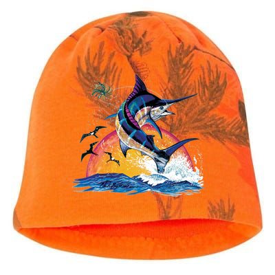 Blue Marlin Fish Sunset Kati - Camo Knit Beanie