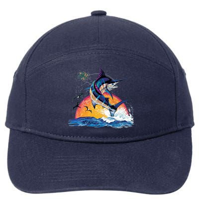 Blue Marlin Fish Sunset 7-Panel Snapback Hat