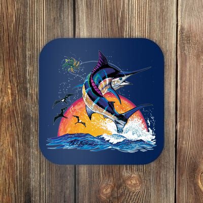 Blue Marlin Fish Sunset Coaster