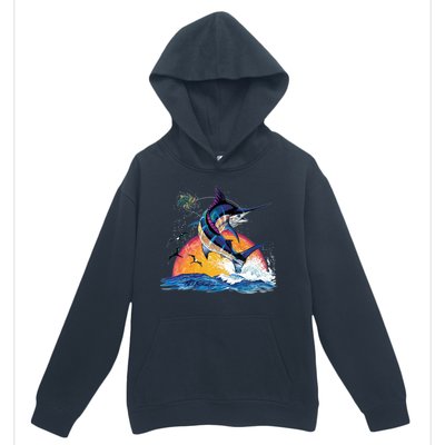 Blue Marlin Fish Sunset Urban Pullover Hoodie